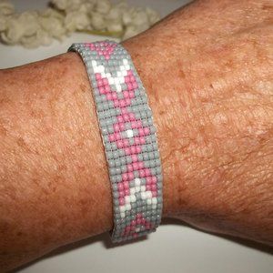 Bracelet Southwestern Style Grey Pink White Fashion Jewelry Gift Woman Girl A743